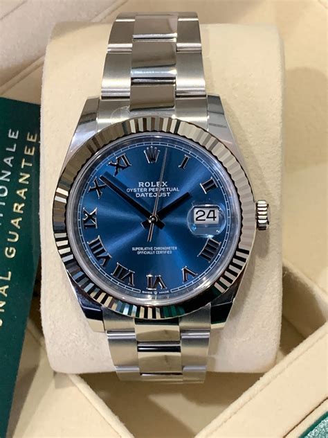 rolex datejust 41 blue dial stainless steel men& 39|rolex 41mm datejust mint dial.